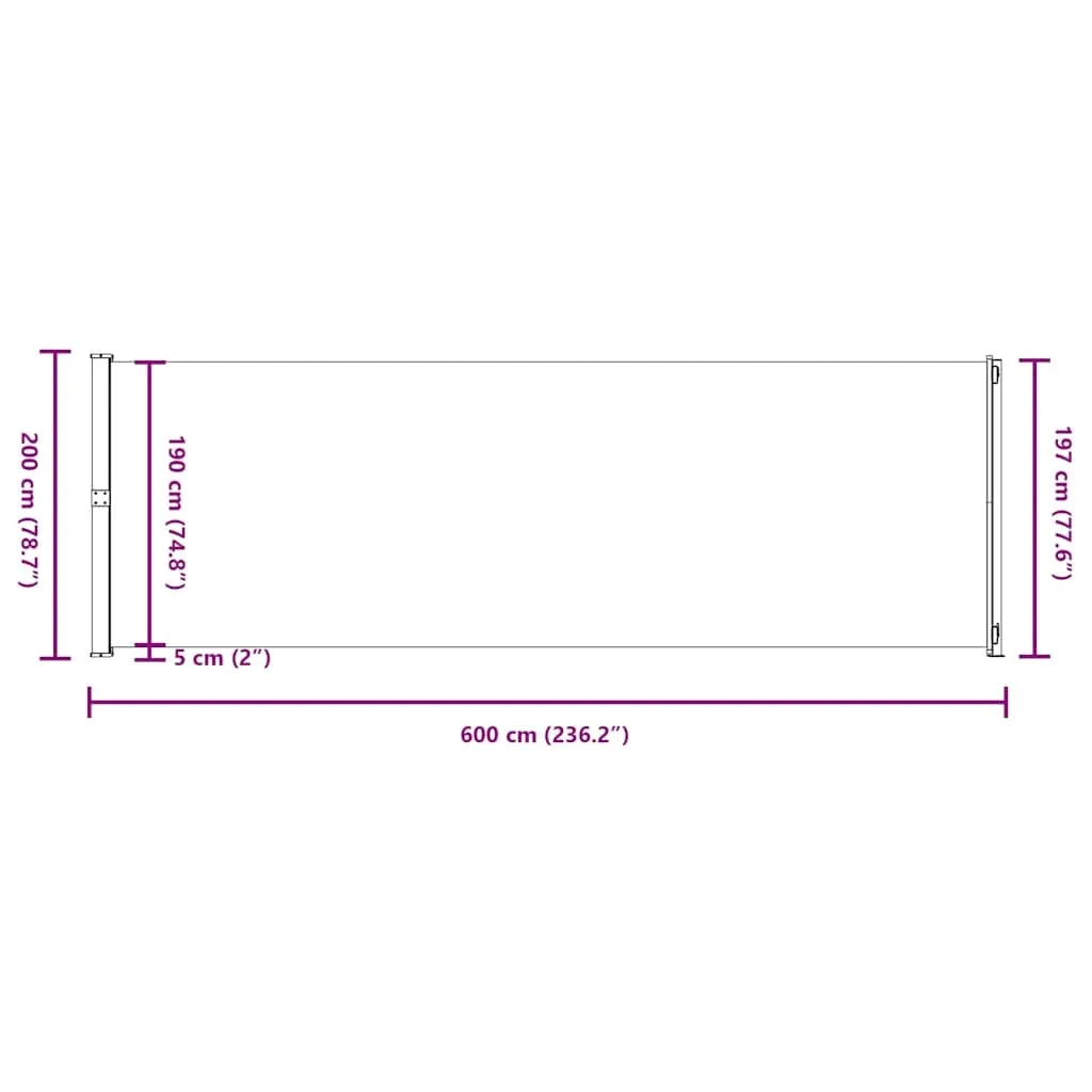 markiza-boczna-200x600cm-braz-stan-nowy