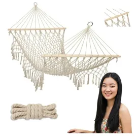 hamak-ogrodowy-brazylijski-boho-siatka-fredzle-200cm-ecru-150kg