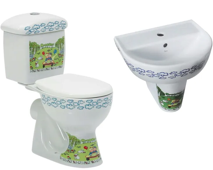 WC kompakt dla dzieci + umywalka z półpostumentem, Yumurcak CeraStyle
