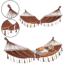 duzy-mocny-wytrzymaly-hamak-ogrodowy-boho-hustawka-milos-4-200x100-karmel