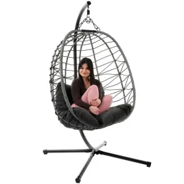 hustawka-ogrodowa-corta-fotel-wiszacy-jednoosobowy-do-ogrodu-skladany-szary