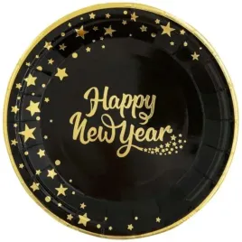 talerzyki-papierowe-happy-new-year-czarne-partypal-18-cm-6-szt
