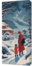 obraz-40x90cm-matka-i-dziecko-w-snieznej-krainie