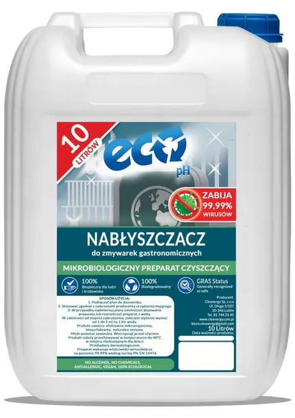 ECO-pH NABŁYSZCZACZ - 100% ekologiczny nabłyszczacz do zmywarek gastro 10L