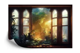 fototapeta-a-large-arch-shaped-window-a-portal-in-the-dark-mystical-forest