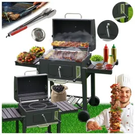 grill-ogrodowy-weglowy-z-pokrywa-i-polkami-vl13-duzy-xxl-szary-szczypce