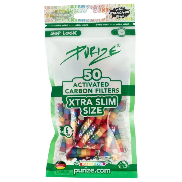 Filtry węglowe Purize XTRA Slim Rainbow 50 szt. śr. 6 mm