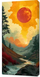 obraz-50x100cm-dzika-rzeka-zmierzchem