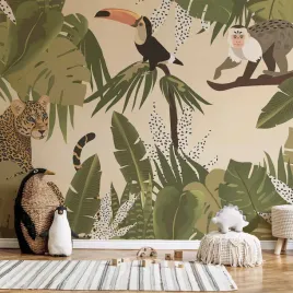 fototapeta-300x210-premium-liscie-i-ksztalty-dzungla-w-wyblaklej-ko