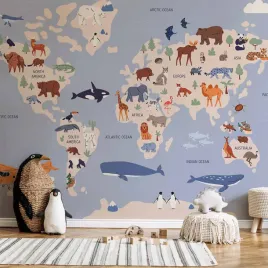 fototapeta-300x210-premium-mapa-swiata-z-ilustracjami-zwierzat