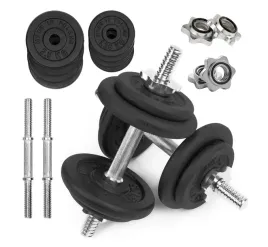 hantle-zeliwne-regulowane-2x10kg-gryfy-talerze-zestaw-do-treningu-20kg