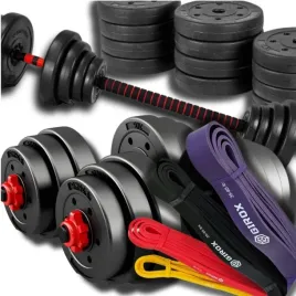 hantle-bitumiczne-regulowane-2x20kg-sztanga-zestaw-40kg-gumy-oporowe