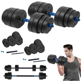 hantel-bitumiczny-regulowany-2x20kg-do-cwiczen-ciezarek-gryf-lacznik-zestaw