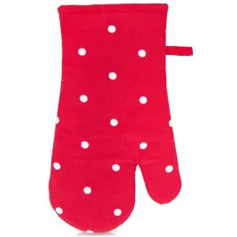 rekawica-kuchenna-bawelniana-z-magnesem-czerwona-grochy-tecka-32-cm