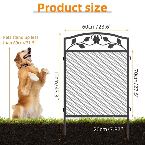 5-paneli-wytrzymale-metalowe-plotek-ogrodowy-110cm-ksztalt-z-lukiem