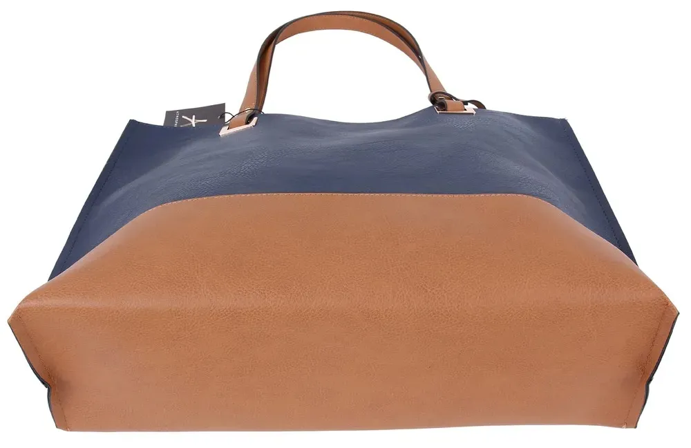 granatowo-brazowa-torebka-damska-shopper-stan-nowy