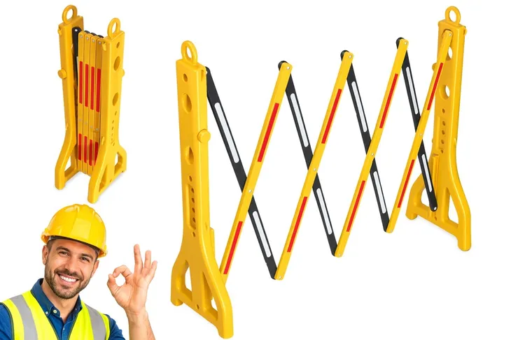 Barierka Nożycowa Składana 250 cm Odblask Zapora Drogowa PVC Bariera