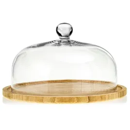 patera-deska-bambusowa-altom-30cm-z-kloszem-szklanym-krosno-26cm