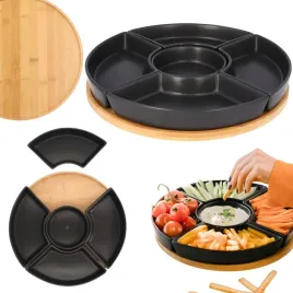 polmisek-obrotowy-z-czarnymi-miseczkami-na-przekaski-zestaw-6-el-30cm