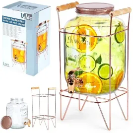 sloj-napoje-duzy-sloik-dystrybutor-szklany-kranem-kranikiem-stojakiem-42l