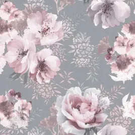 tapeta-wzor-w-kwiaty-liscie-rozowe-papierowa