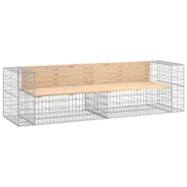 lawka-ogrodowa-z-gabionem-244x71x655-cm-lite-drewno-sosnowe