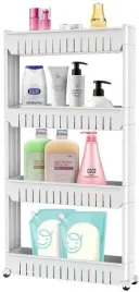 szafka-do-kuchni-lazienki-mobilna-na-kolkach-biala-waski-regal-4-poziomy