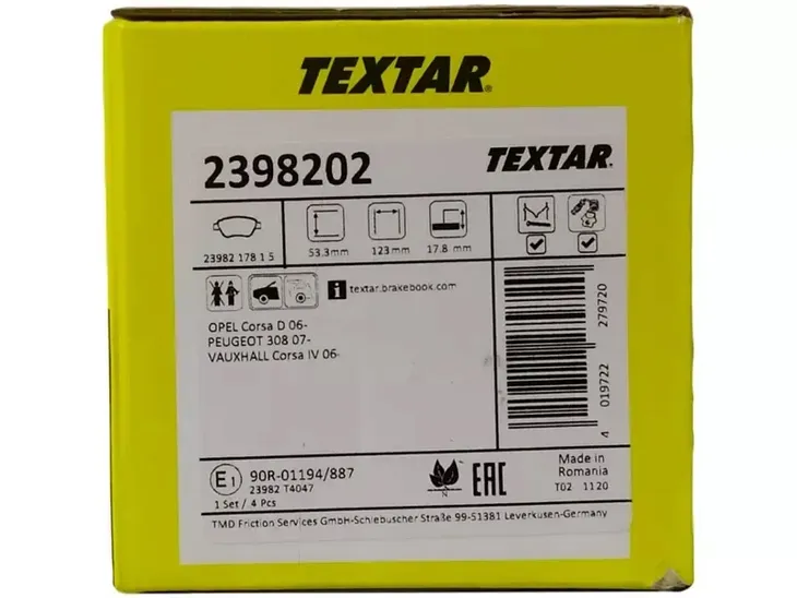 textar-klocki-przod-opel-corsa-d-stan-nowy