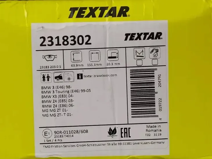 textar-klocki-przod-bmw-3-e46-z4-e85-e86-x3-e83-stan-nowy