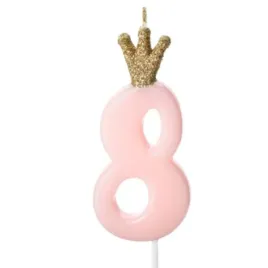 swieczka-na-tort-cyfra-8-w-koronie-rozowa-jasna-partydeco-95-cm