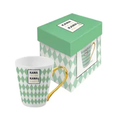 kubek-kawa-nie-pyta-kawa-rozumie-zielono-biala-kratka-elegancki-zlote-ucho