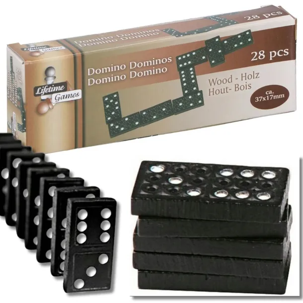 DOMINO DREWNIANE DLA DZIECI I DOROSŁYCH KLASYCZNE MAŁE 28EL GRA