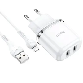 hoco-n4-aspiring-network-charger-lightning-cable-white