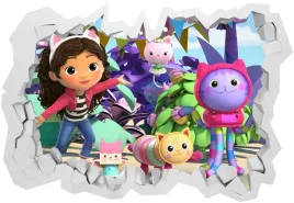 naklejki-na-sciane-dla-dzieci-3d-koci-domek-gabi-100x70