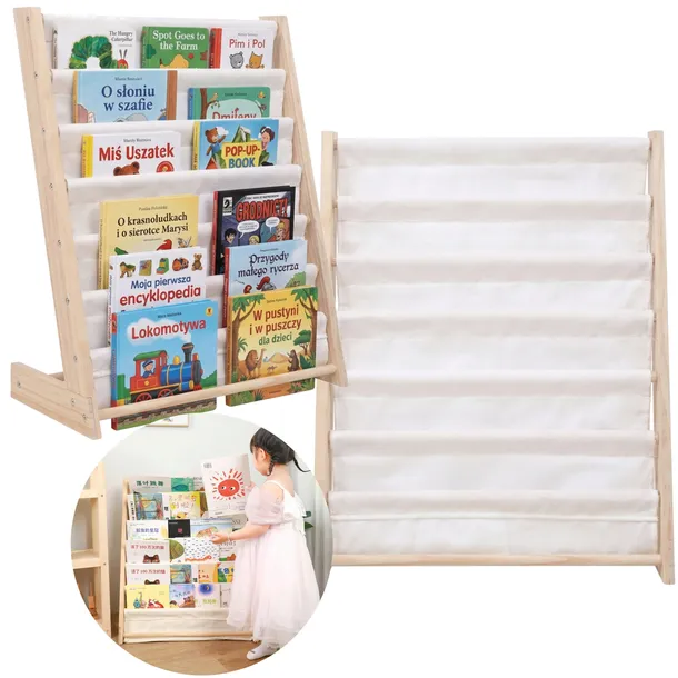 REGAŁ NA KSIĄŻKI SZAFKA ORGANIZER DLA DZIECI STOJAK PÓŁKA Biblioteczka 80cm