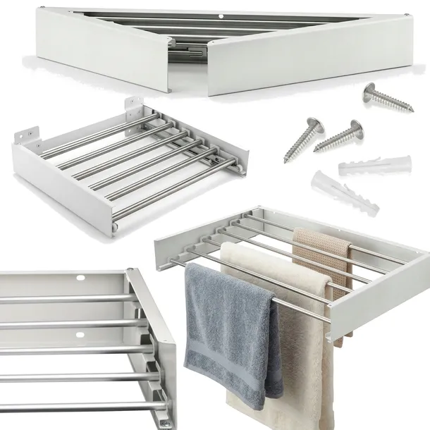 Suszarka Ścienna Składana METALOWA 80cm Wisząca Rozkładana na pranie mocna