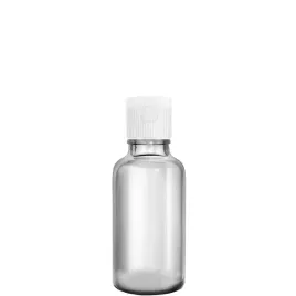 butelka-szklana-30ml-bezbarwna-z-nakretka-flip-top-biala