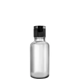 butelka-szklana-50ml-bezbarwna-z-nakretka-flip-top-czarna