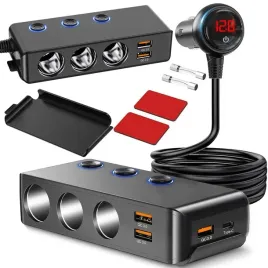 ladowarka-samochodowa-rozgaleznik-gniazda-zapalniczki-12-24v-3xusb-ubs-c-pd