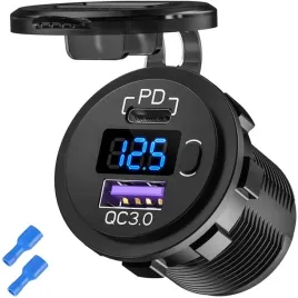 ladowarka-samochodowa-usb-qc-3-0-usb-c-c-pd-gniazdo-zapalniczki-woltomierz