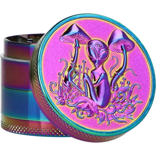 Młynek do suszu Alien Rainbow metalowy 4-częściowy 3 wzory