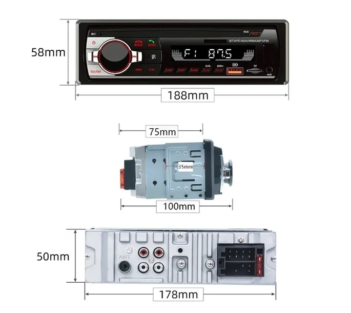 radio-samochodowe-1din-bluetooth-mikrofon-usb-sd-stan-opakowania-oryginalne-stan-nowy