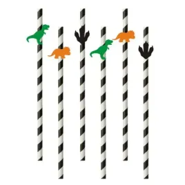 slomki-dino-party-zielone-czarne-pomaranczowe-195-cm-6-szt