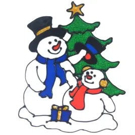 swiateczna-ozdoba-na-szybe-balwanki-przy-choince