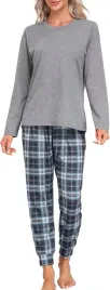 pizama-damska-z-dlugim-rekawem-w-krate-czarna-xxxl