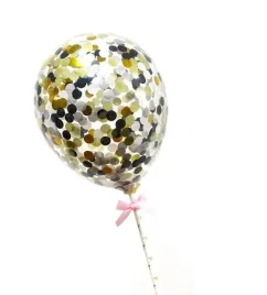 balon-z-confetti-na-tort-czarny-topper