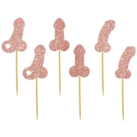 pikery-imprezowe-peniski-rose-gold-brokat-6-szt