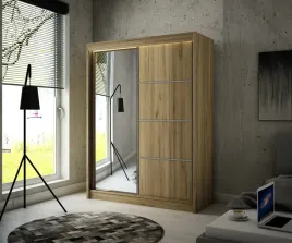 szafa-piano-przesuwna-garderoba-150cm-dab-craft-lustro-szprosy-polki