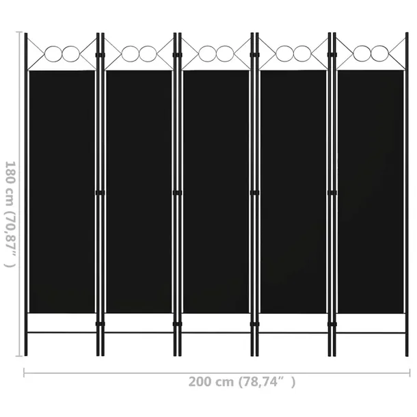parawan-5-panelowy-czarny-200-x-180-cm-stan-nowy