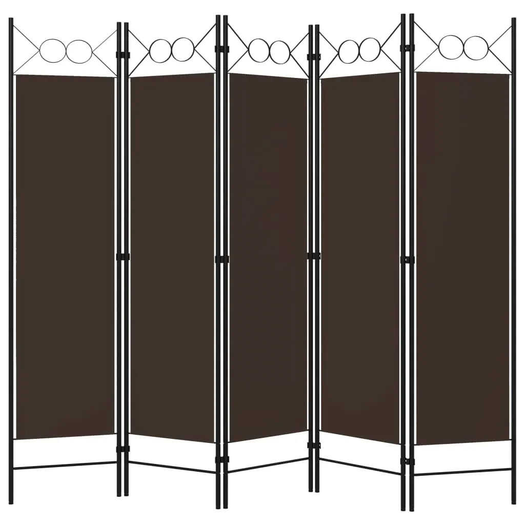 parawan-5-panelowy-brazowy-200-x-180-cm
